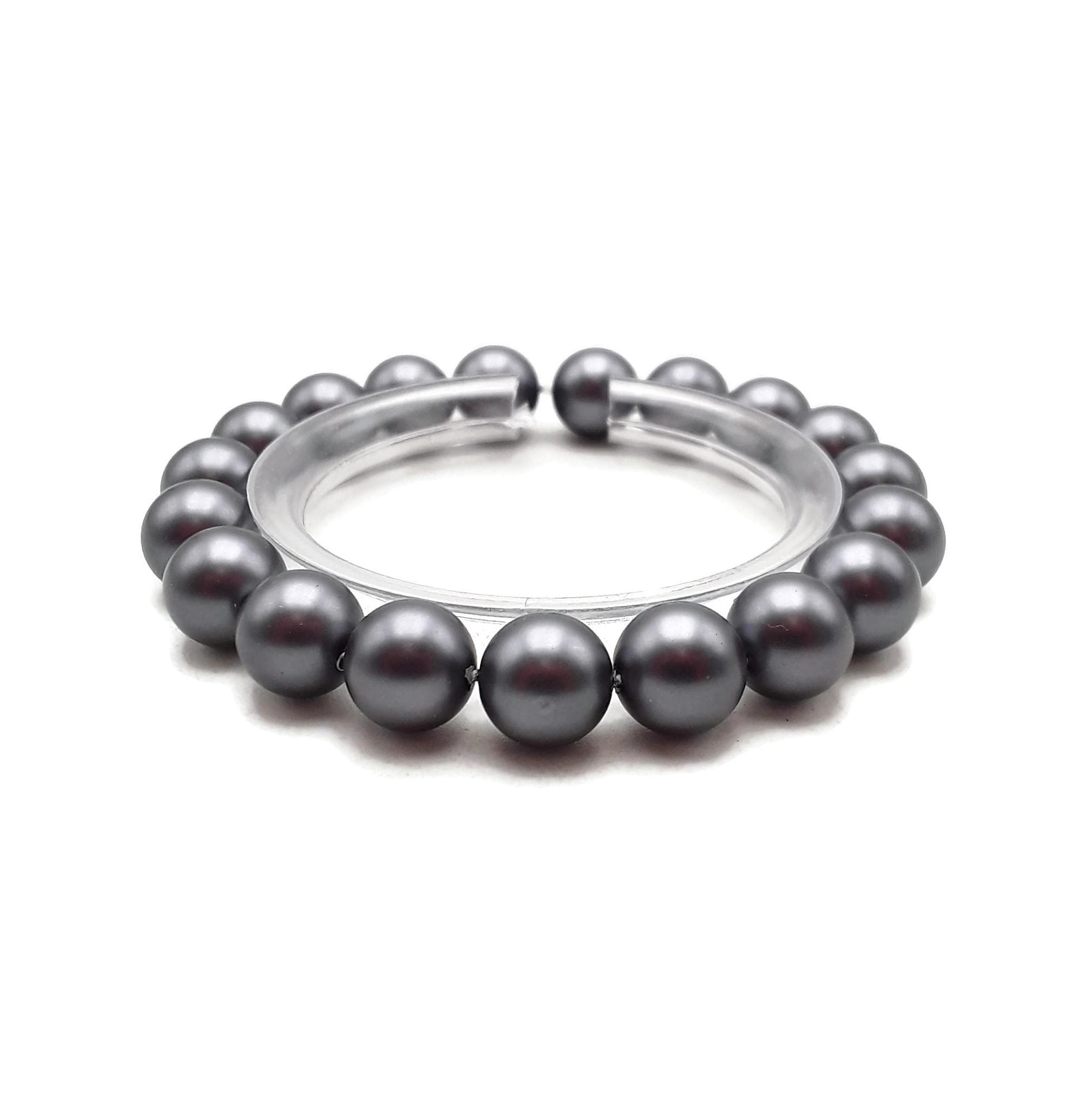 Gray Shell Pearl Bracelet Matte Round Size 8mm 10mm 7.5" Length