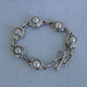 Handmade Sterling Silver Pearl Bracelet - Adjustable Gemstone Jewelry