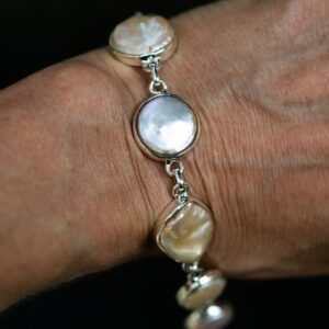 Sterling Silver Baroque Pearl Bracelet – Iridescent Gemstone Jewelry