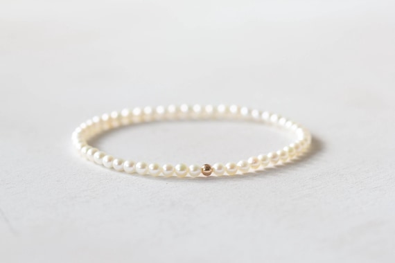 Pearl Stretch Bracelet: Sterling Silver, Gold Filled Or Solid 14k Gold