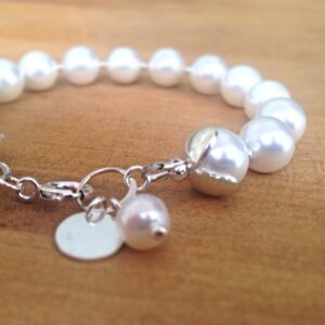 White Freshwater Pearl Bracelet - Sterling Silver, Bride Jewelry