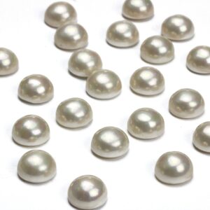 Aa Freshwater Pearl Cabochons,white Pearls,pearl Cabochons,round Pearls,round Freshwater Pearl,jewelry Supplies - Half Hole - 1 Pearl
