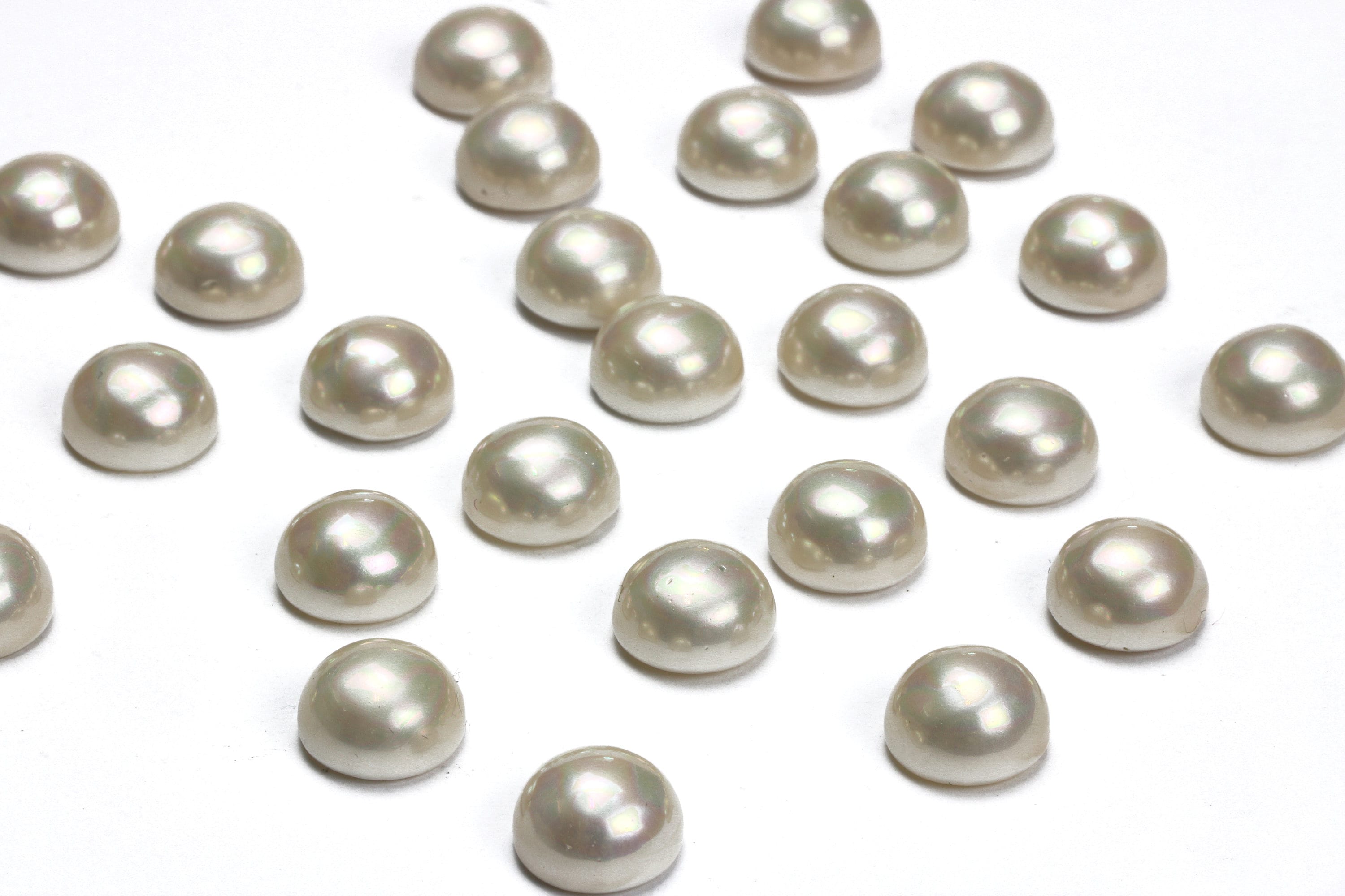 Aa Freshwater Pearl Cabochons,white Pearls,pearl Cabochons,round Pearls,round Freshwater Pearl,jewelry Supplies - Half Hole - 1 Pearl