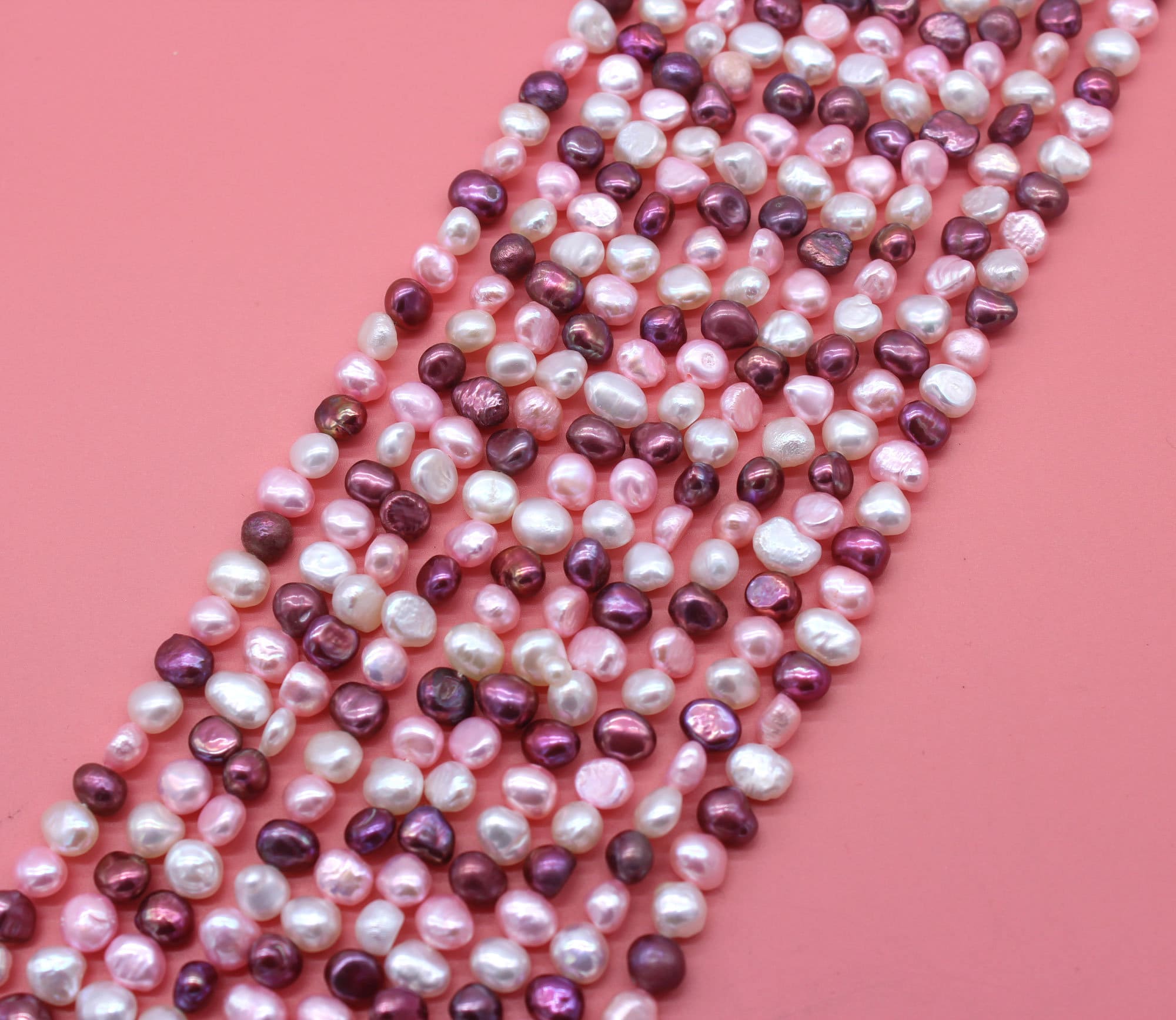 5-6mm Baroque Freshwater Pearl Strand: Irregular Nugget Beads