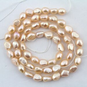 5-6mm Natural Pink Baroque Pearl Beads,Nugget Freshwater Pearl Beads,Loose Beaded Craft Supplies,Wholesale Pearls--49pcs--15inches---FS72