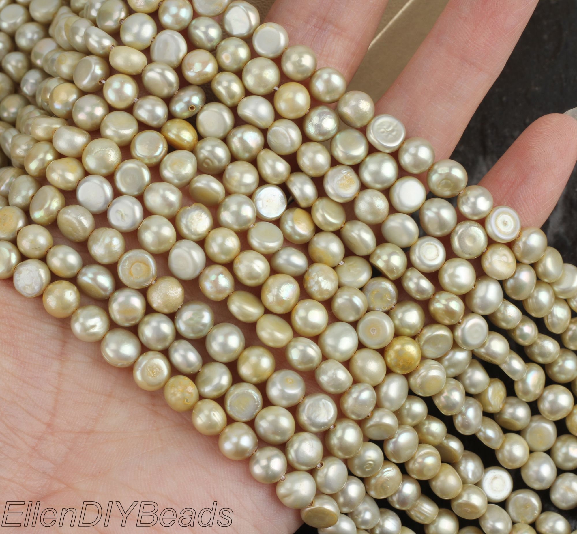 6-7mm Nugget Pearl Beads, Yellow Green Color Freshwater Pearls, Loose Pearl Strand, For Jewelry Making Necklace/bracelet--15inches--lm002-15