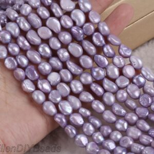 8-9mm High Quality Nugget Pearl Beads, Lavender Freshwater Pearl Strands, DIY Pearls Jewelry, Necklace Beads,Bridal Jewelry Supplies-LN005-4