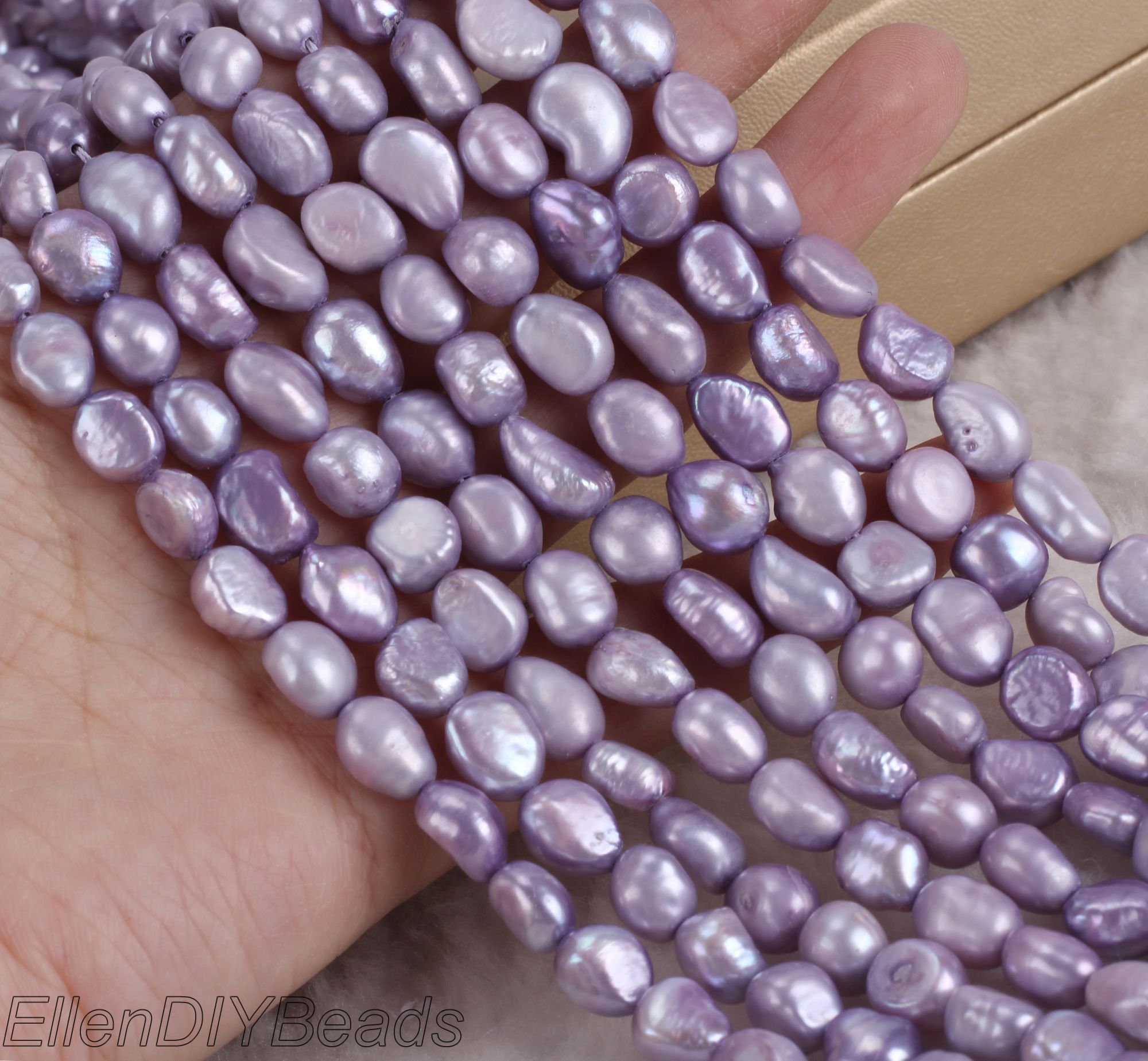 8-9mm High Quality Nugget Pearl Beads, Lavender Freshwater Pearl Strands, Diy Pearls Jewelry, Necklace Beads,bridal Jewelry Supplies-ln005-4