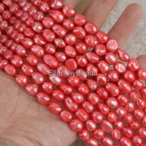 8-9mm Light Red Nugget Pearls, Loose Pearls Supplies, DIY Wedding Gift, Jewelry Making, Wholesale Pearls, Handmade Beading Supplies--LN005-6