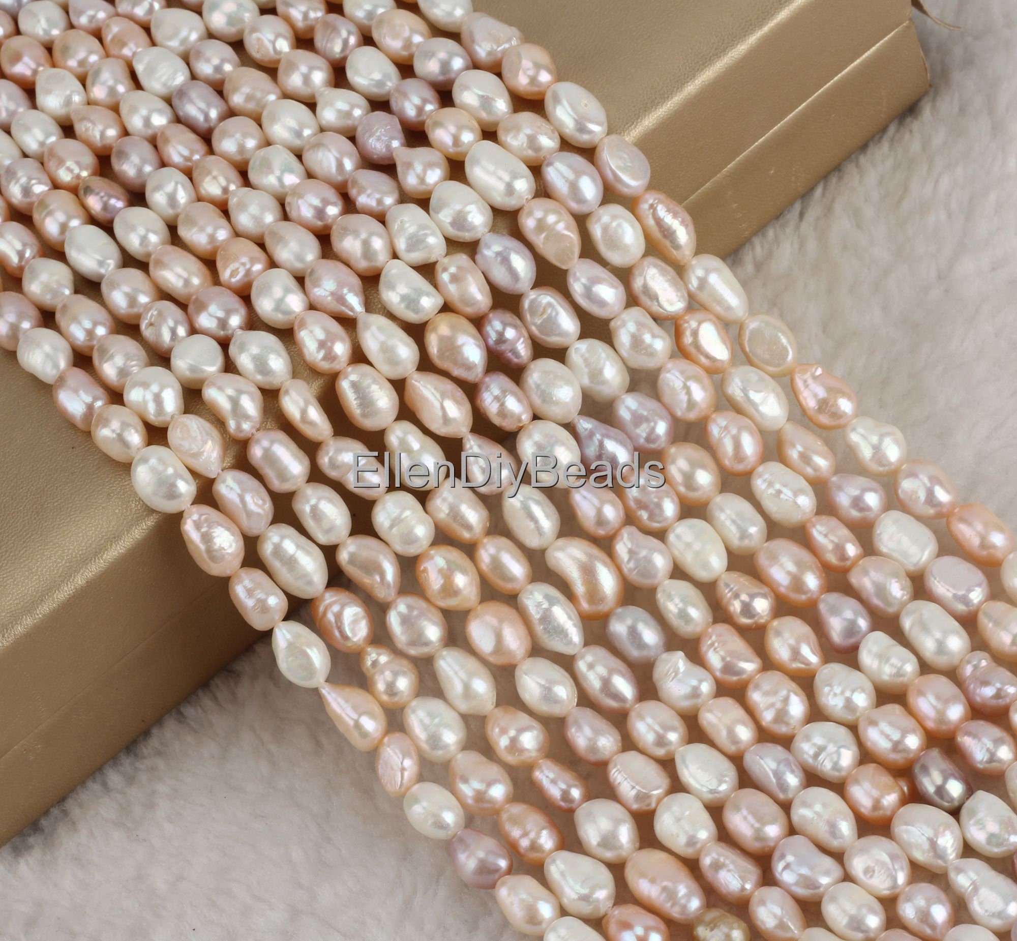 8-9mm Nugget Pearls, Natural Pearls, Nugget Pearl Supplies, Handmade Jewelry Making, Loose Wedding Pearls, Full Strand--14 Inches---ln005-32