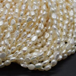 Freshwater Pearl Beads - Baroque Seed Nugget Keshi Pearls - White - 4mm - 5mm - 13" Strand - For Jewellery Making - Diy Necklace Bracelet