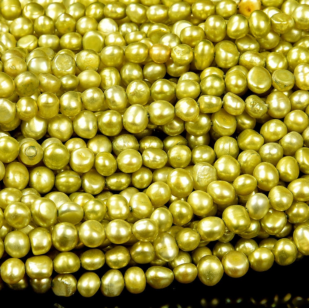 Freshwater Yellow Green Pearl Gemstone Potato Nugget 5-7mm Loose Beads (s28)
