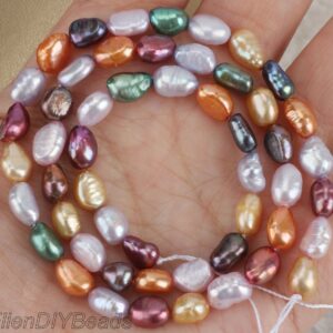 Full strand 6-7mm Nugget Pearl Strand, Mixed Colors Nugget Freshwater Pearl beads, Loose Pearl for Jewelry Making, Pearl Supplies--15inches