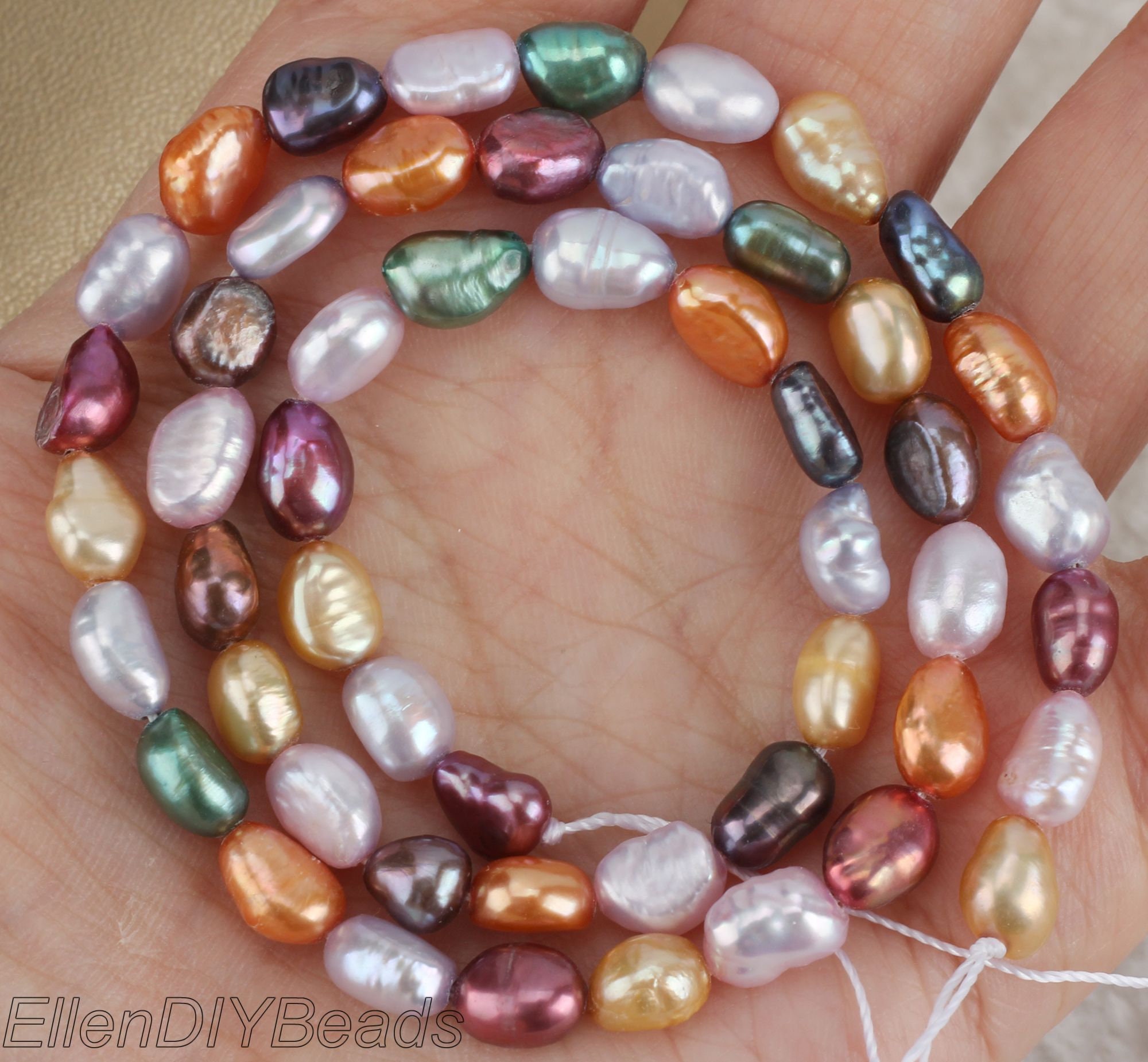 Full Strand 6-7mm Nugget Pearl Strand, Mixed Colors Nugget Freshwater Pearl Beads, Loose Pearl For Jewelry Making, Pearl Supplies--15inches