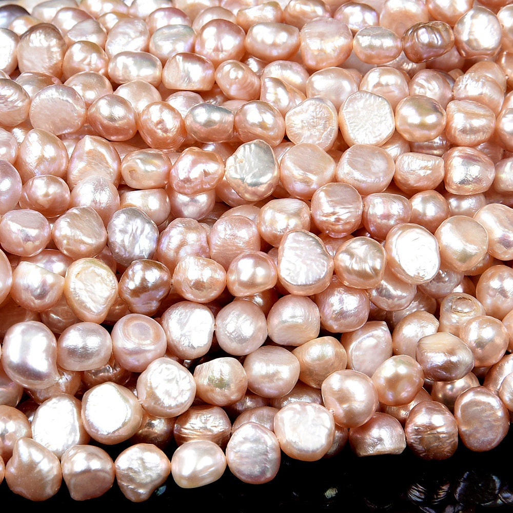 Natural Baroque Freshwater Peach Pearl Gemstone Pebble Nugget 8-9mm Loose Beads (s30) Natural Baroque Freshwater Peach Pearl Gemstone Pebble Nugget 8-9mm Loose Beads (s30)