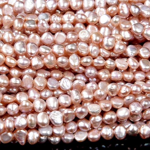 Natural Baroque Freshwater Peach Pearl Gemstone Potato Nugget 5-7mm Loose Beads Bulk Lot 1,2,6,12 And 50 (s29)