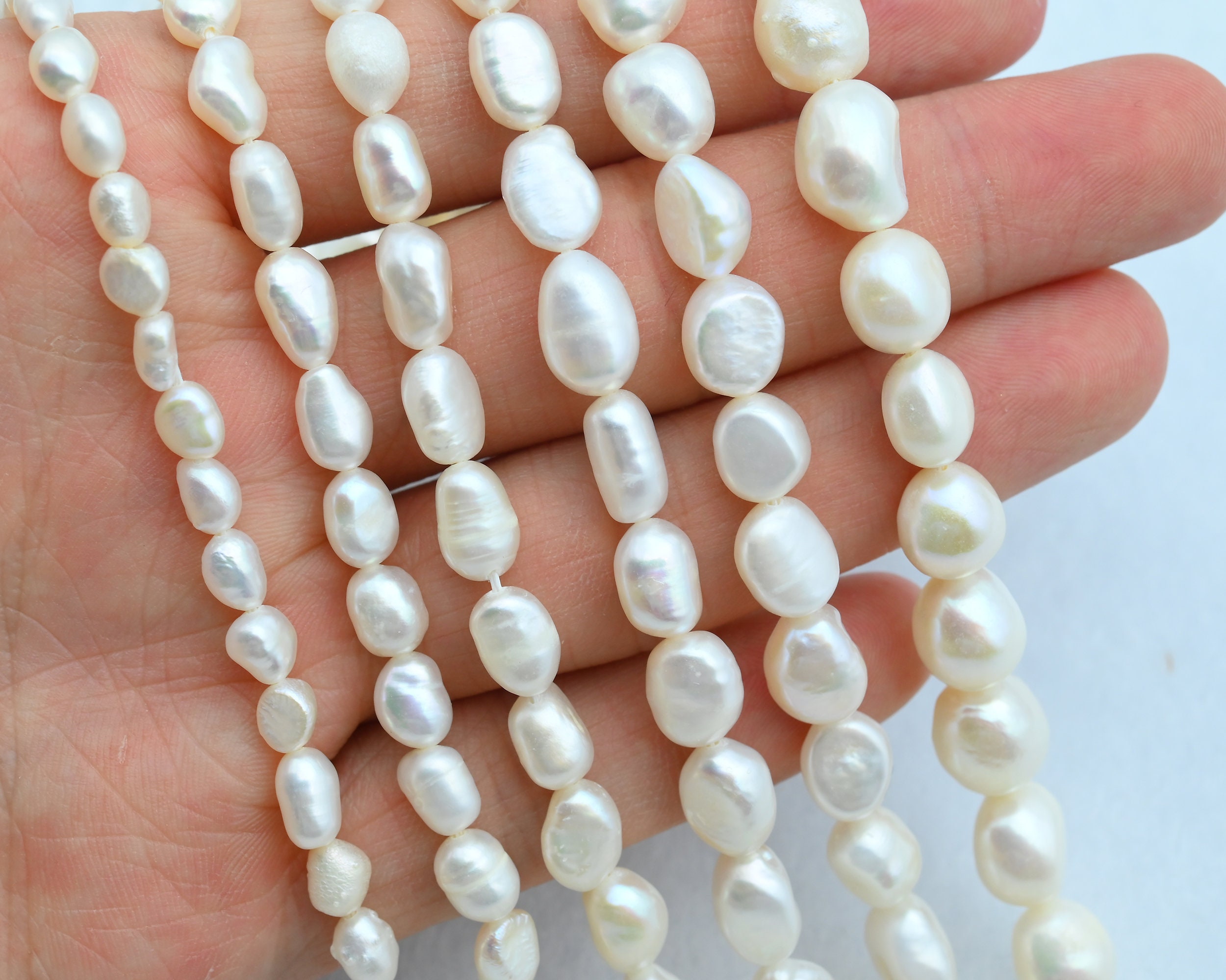 Nugget Pearl Beads, White Pearl, 4~5 / 5~6 / 6~7 / 7~8 / 8~9 / 9~10mm Freshwater Pearl Beads, Loose Pearl, Seed Pearl, Natural Pearl, Luster Pearl Jewelry.