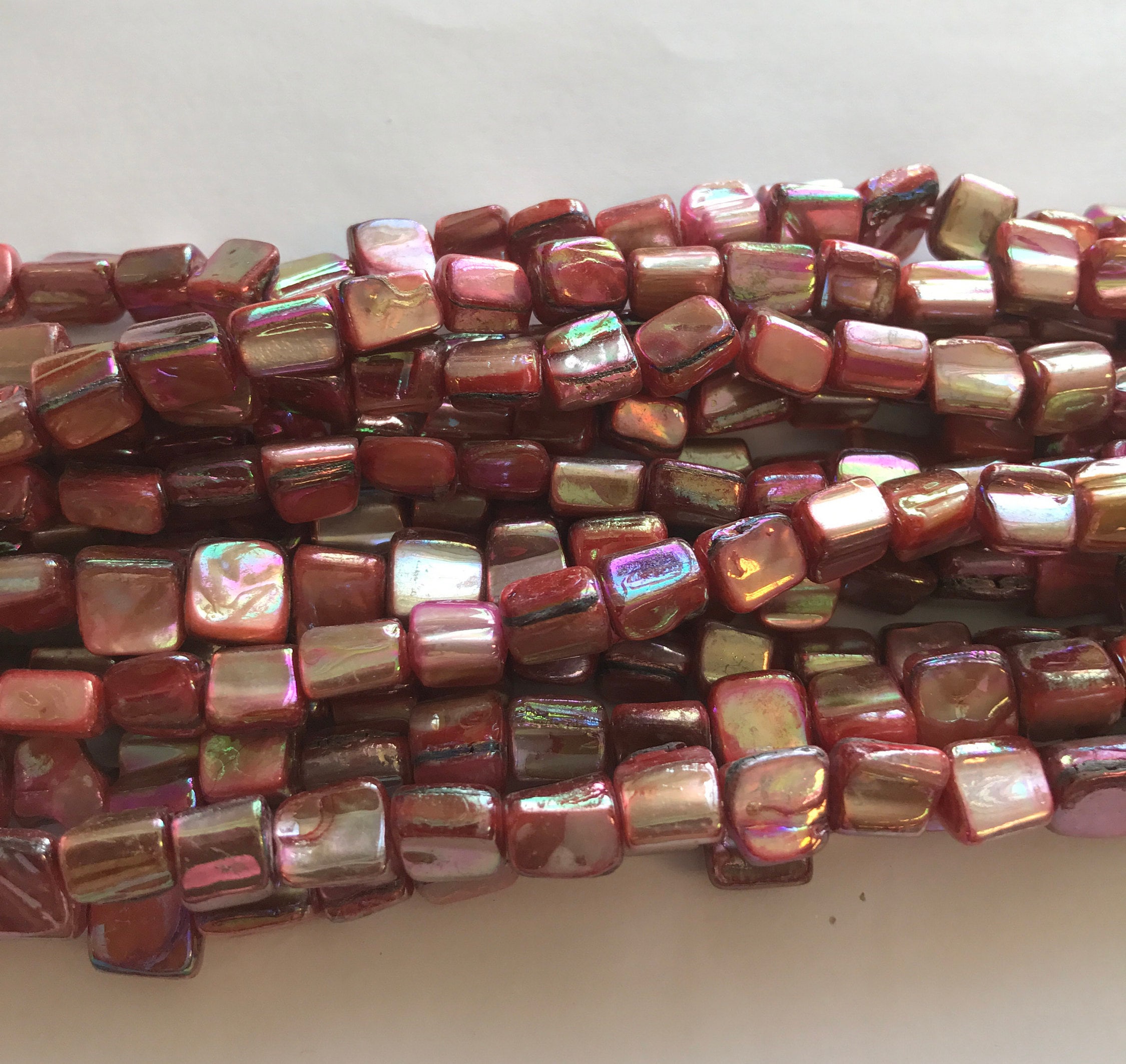 Shell 8x7mm Nugget Monther Of Pearl Beads--15.5" Shell 8x7mm Nugget Monther Of Pearl Beads--15.5"