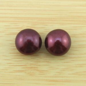 11-12 Mm Wine Red Loose Button Pearl Pairs, Half Drilled Freshwater Cultured Pearl Beads,pearl Stud Material,pearl For Diy Earring-jb059