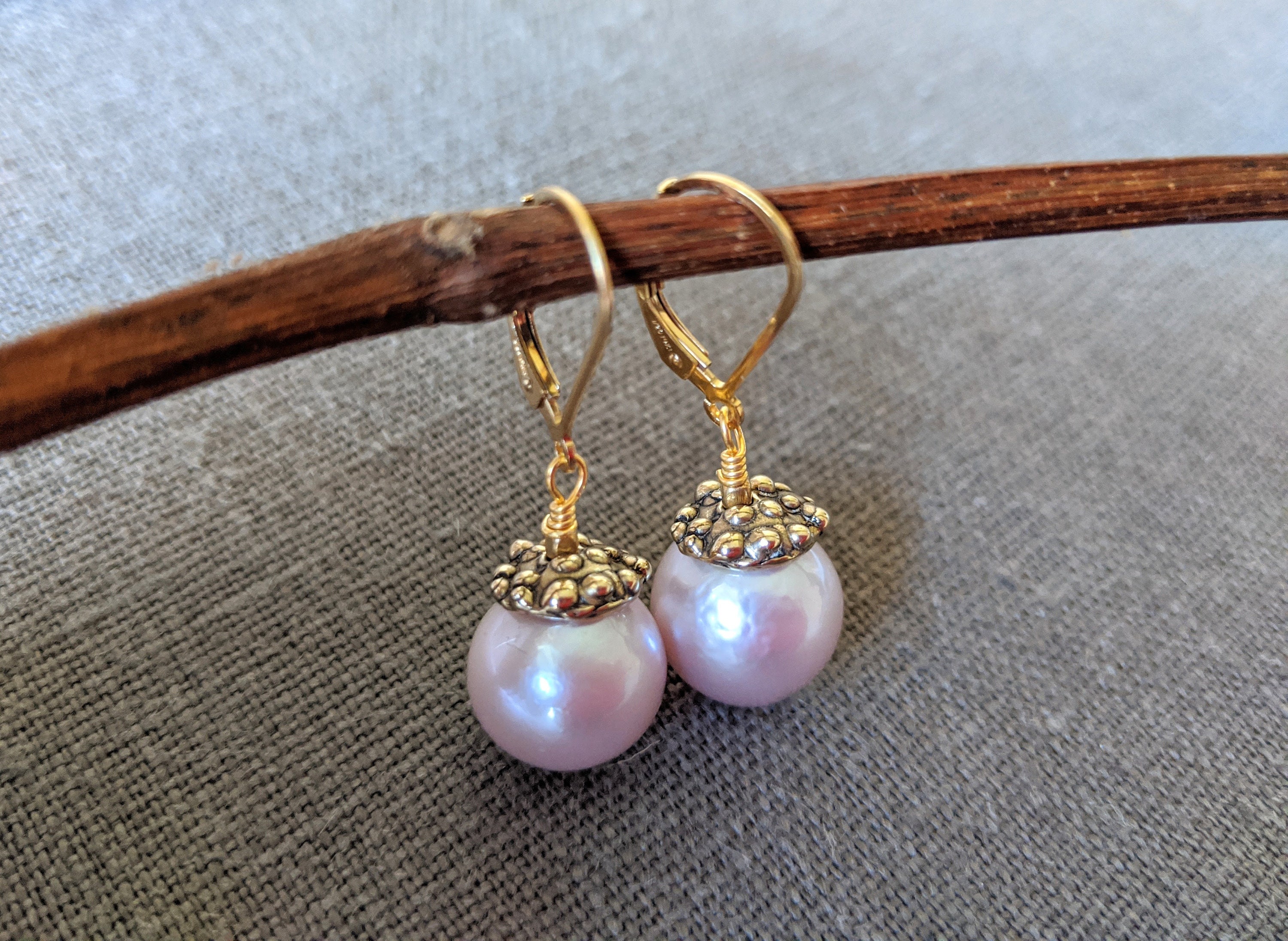 Edison Pearl Earrings: Gold Filled Silver Bronze