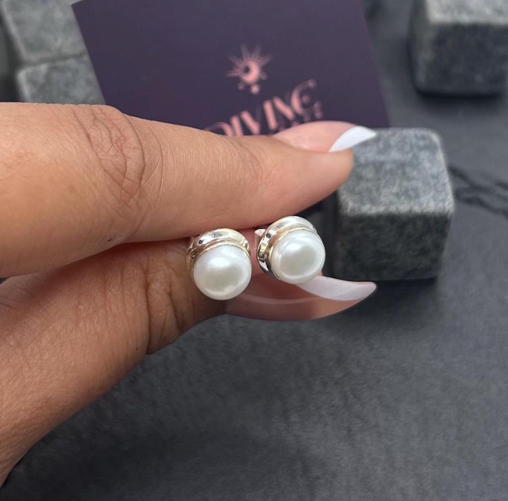 Freshwater Pearl 925 Sterling Silver Stud Earrings, Minimalist Stud Earrings, Everyday Jewelry
