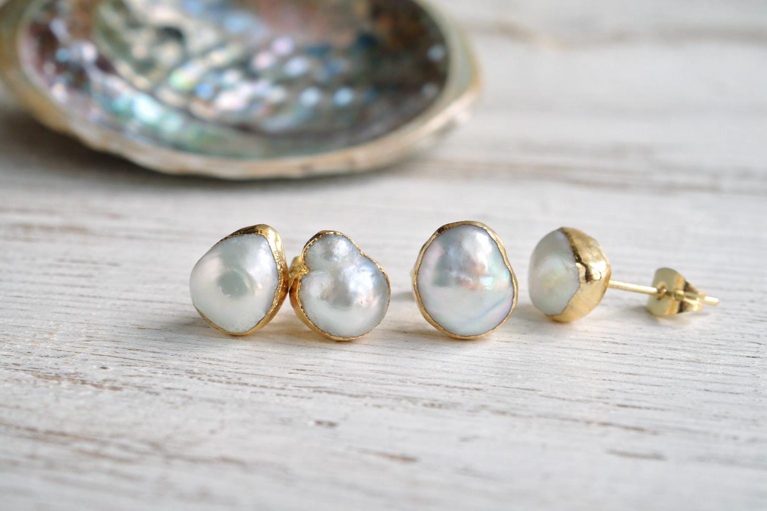Freshwater Pearl Stud Earrings, Baroque Pearl Post Earrings, June Birthstone Gift, Dainty Everyday Jewelry, Minimalist Bridal Earrings Freshwater Pearl Stud Earrings, Baroque Pearl Post Earrings, June Birthstone Gift, Dainty Everyday Jewelry, Minimalist Bridal Earrings