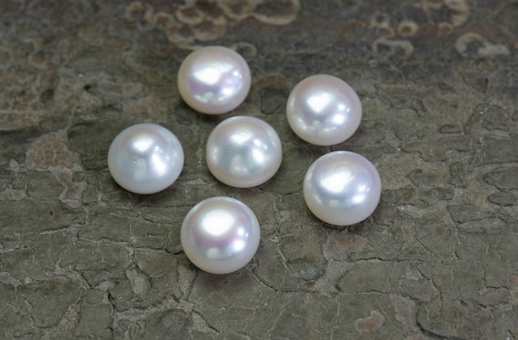 Half Drilled Freshwater Pearls - White Pearl Bread Shape Beads - Pearl Beads For Earrings - Half Hole Pearl Beads For Wedding Jewelry