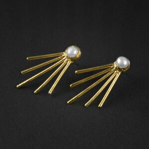 Handmade Pearl Gemstone Earrings | Wedding Earrings Copper Earrings Screw Back Earrings Unique Earrings Statement Earrings