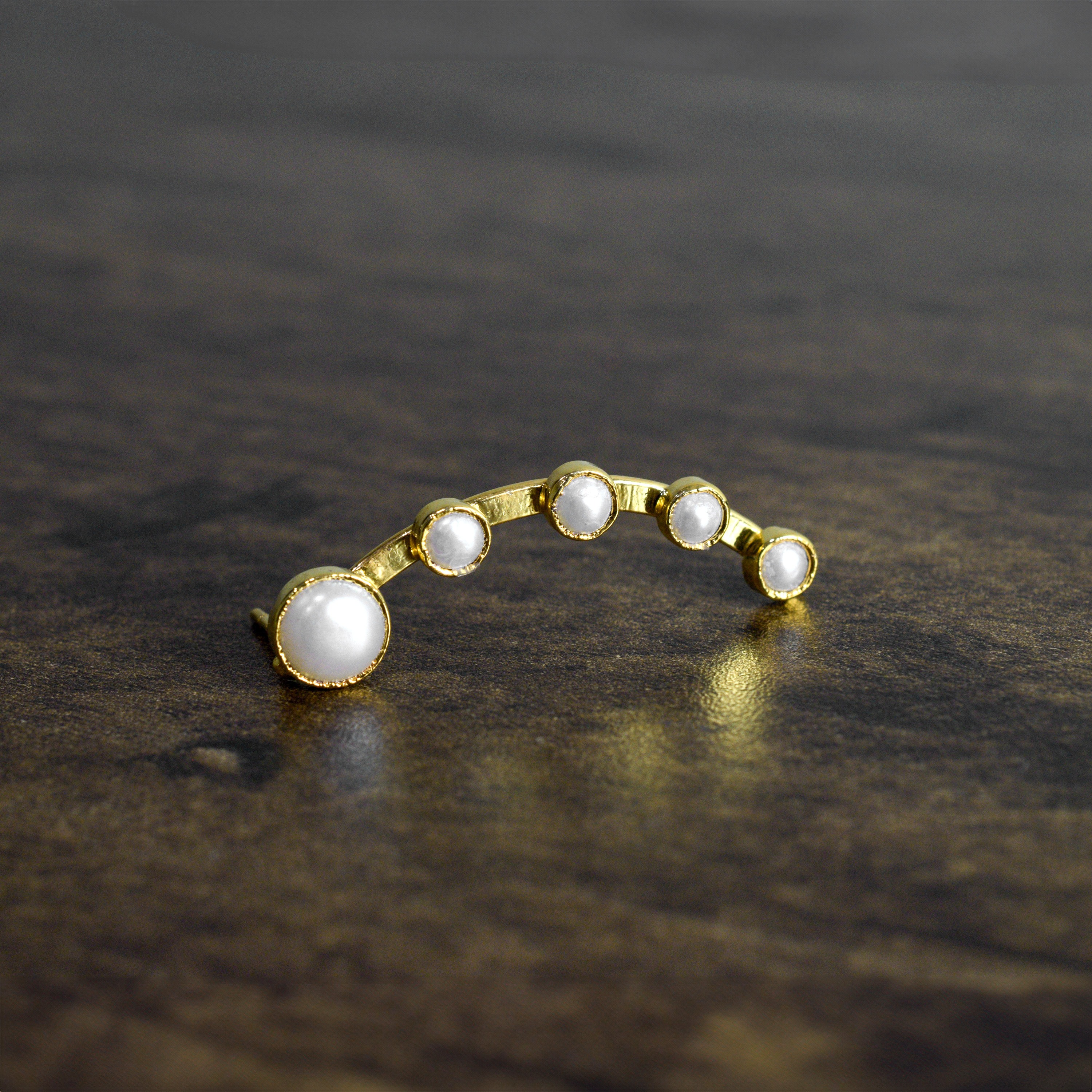 Natural Pearl Climber Earrings / Minimal Earrings / Pearl Ear Climber / Birthstone Earrings / Ear Sweep / Gemstone Climber Crawler Earring