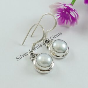 Natural Fresh Water Pearl Earring, Handmade Earrings For Her, 925 Sterling Silver Round Pearl Earrings, Gift For Mom, Bridesmaid Earring