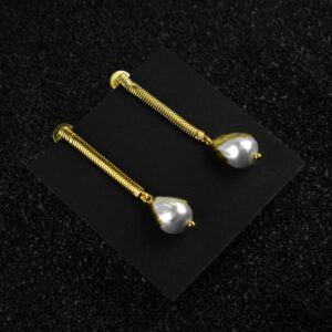 Natural Freshwater Pearl Drop Earrings Snake Chain Earrings Teardrop Earrings Wedding Earrings Gemstone Earrings Bridesmaids Gift