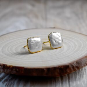 Raw Pearl Stud Earrings, Boho Earrings, 10mm