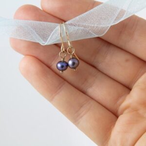 Small Pearl Earrings, Tiny Gray Pearl Earrings, Minimal Dainty Real Pearl Earrings Peacock Pearl, Gold Filled, Rose Gold, Sterling Silver