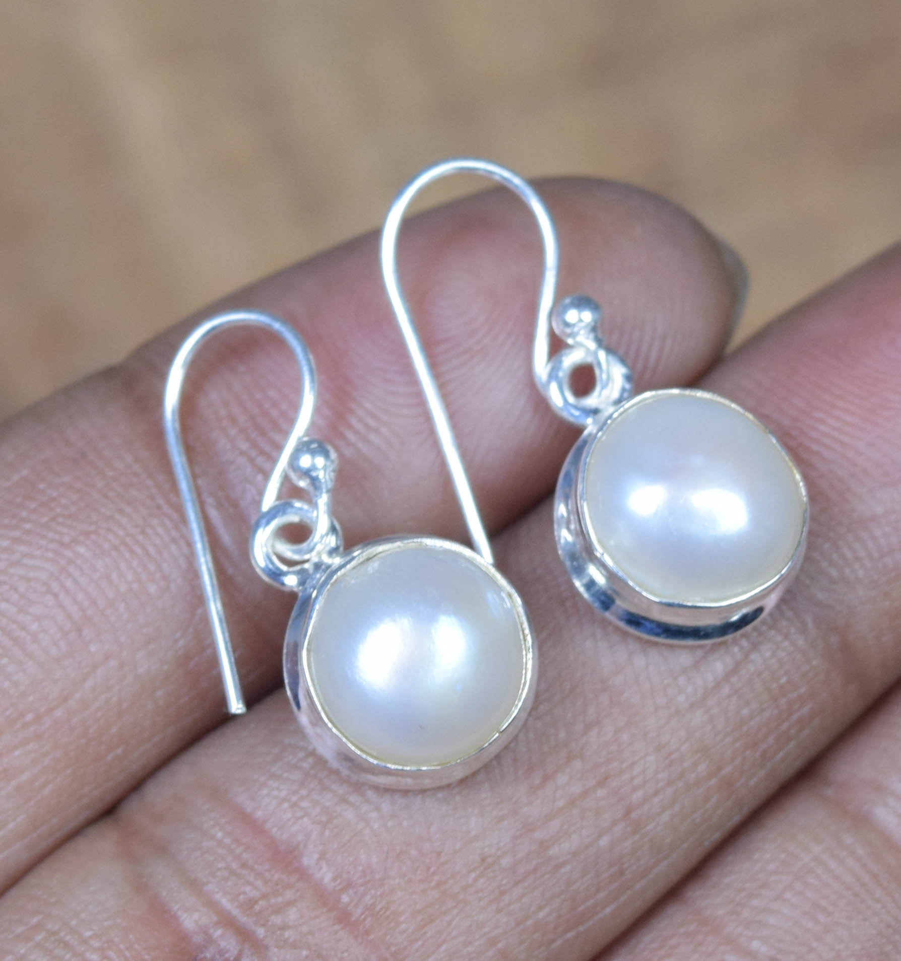 Sterling Silver Freshwater Pearl Hook Earrings: June Birthstone Sterling Silver Freshwater Pearl Hook Earrings: June Birthstone