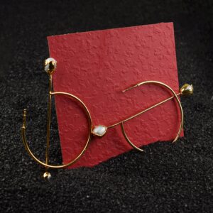 Vintage Circle Earrings With Natural Water Pearl