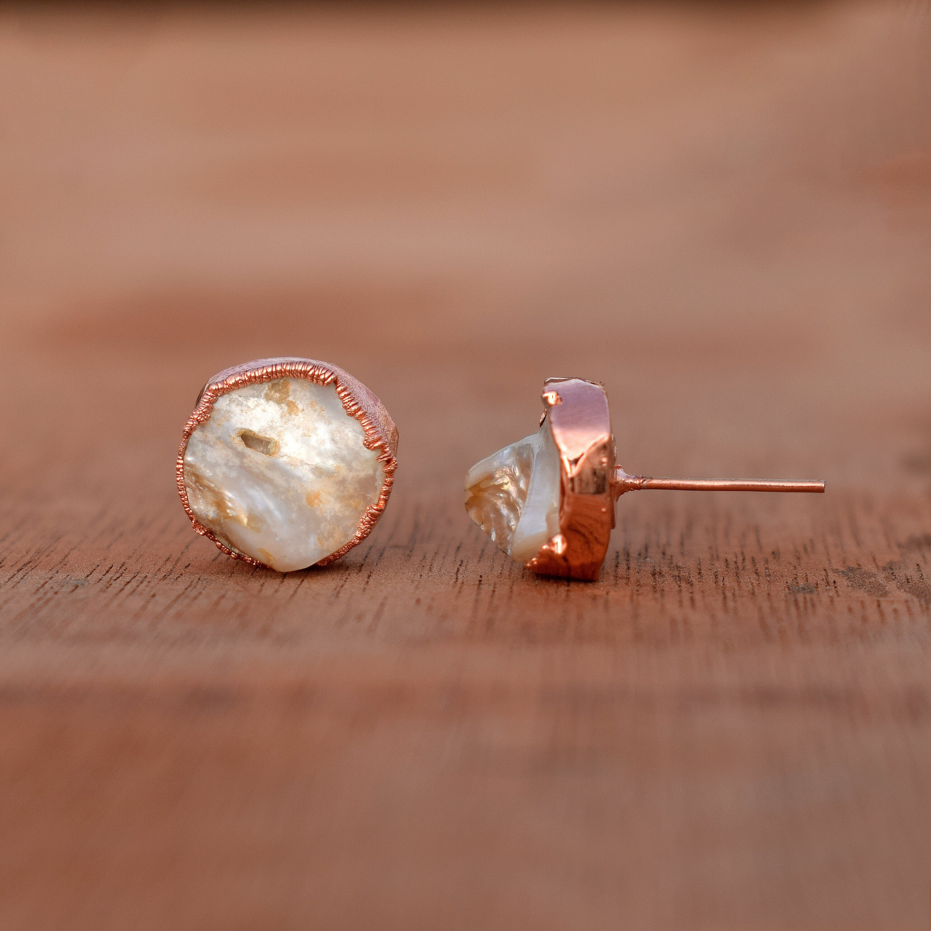 White Pearl Gemstone Stud Earrings Love Earrings Raw Pearl Earrings Wedding Earrings Boho Earrings Minimal Earrings Tiny Earring