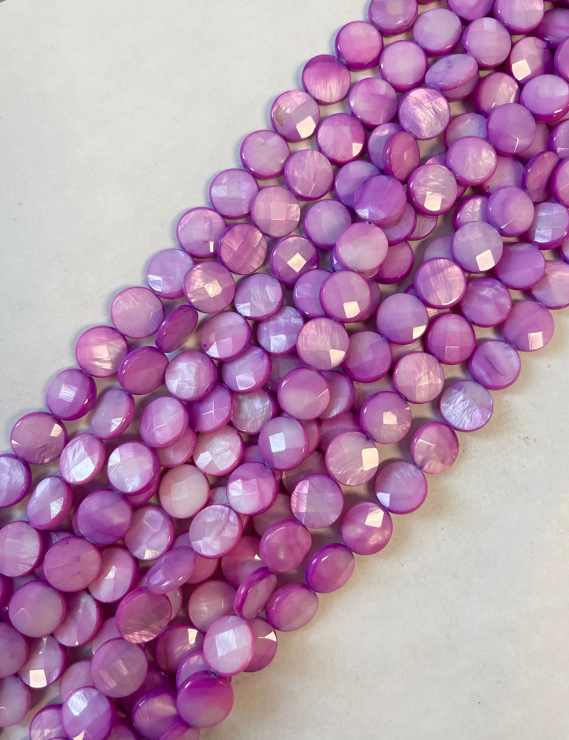 Monther Of Pearl 12x4mm Faceted Coin Monther Of Pearl Beads--15.5 Inch Strand Monther Of Pearl 12x4mm Faceted Coin Monther Of Pearl Beads--15.5 Inch Strand