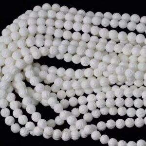 Natural Faceted White Shell Pearls Round Beads,6mm/8mm/10mm/12mm White Shells Pearls Rose Shape Beads Supply,15 Inches One Strand