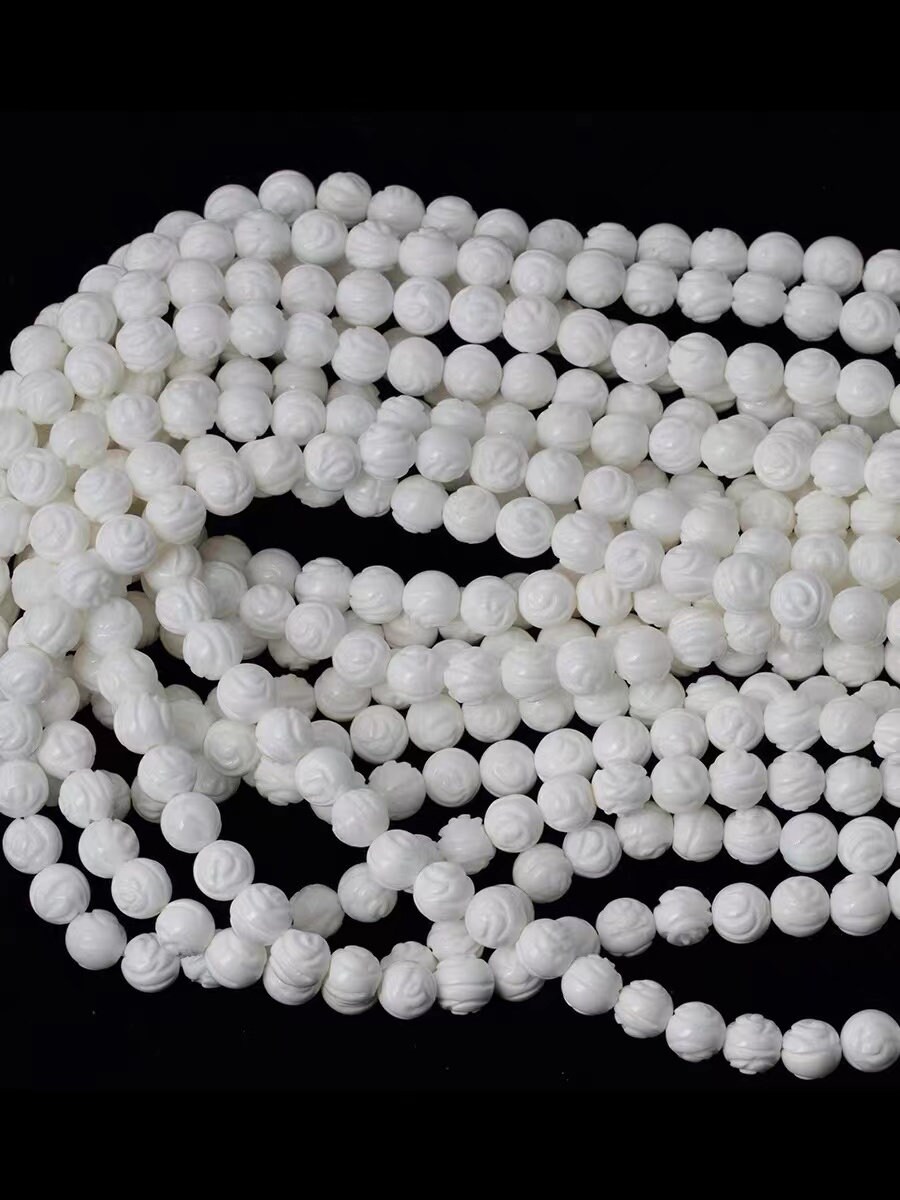 Natural Faceted White Shell Pearls Round Beads,6mm/8mm/10mm/12mm White Shells Pearls Rose Shape Beads Supply,15 Inches One Strand Natural Faceted White Shell Pearls Round Beads,6mm/8mm/10mm/12mm White Shells Pearls Rose Shape Beads Supply,15 Inches One Strand