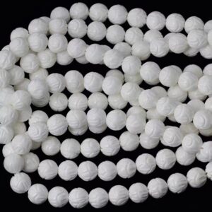 Natural White Faceted Shell Pearl Round Beads,6mm/8mm/10mm/12mm White Shells Pearls Faceted Beads Supply,15 Inches One Strand