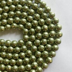 Shell Pearl 4mm 6mm 8mm 10mm 12mm Faceted Round Shell Bead-~ -15.5 inch strand-
