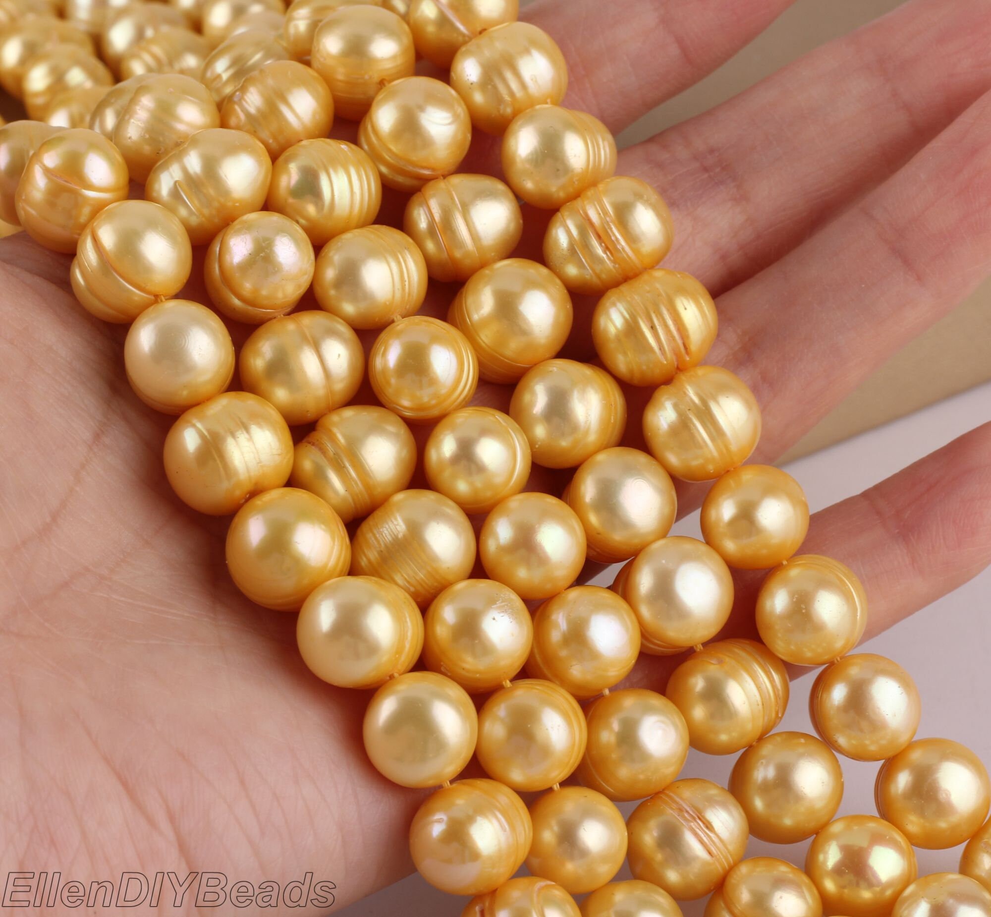10-11mm Golden Cultured Freshwater Pearl,high Luster Round Freshwater Pearls,loose Pearl Strand,pearl For Necklace-38pcs-15inches--bhy006-12