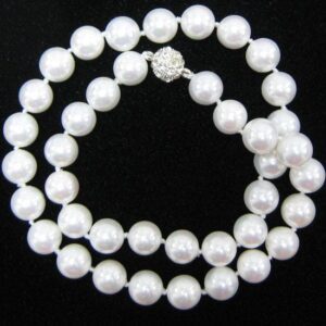 10mm rainbow white shell pearl round beads necklace 18" 33927