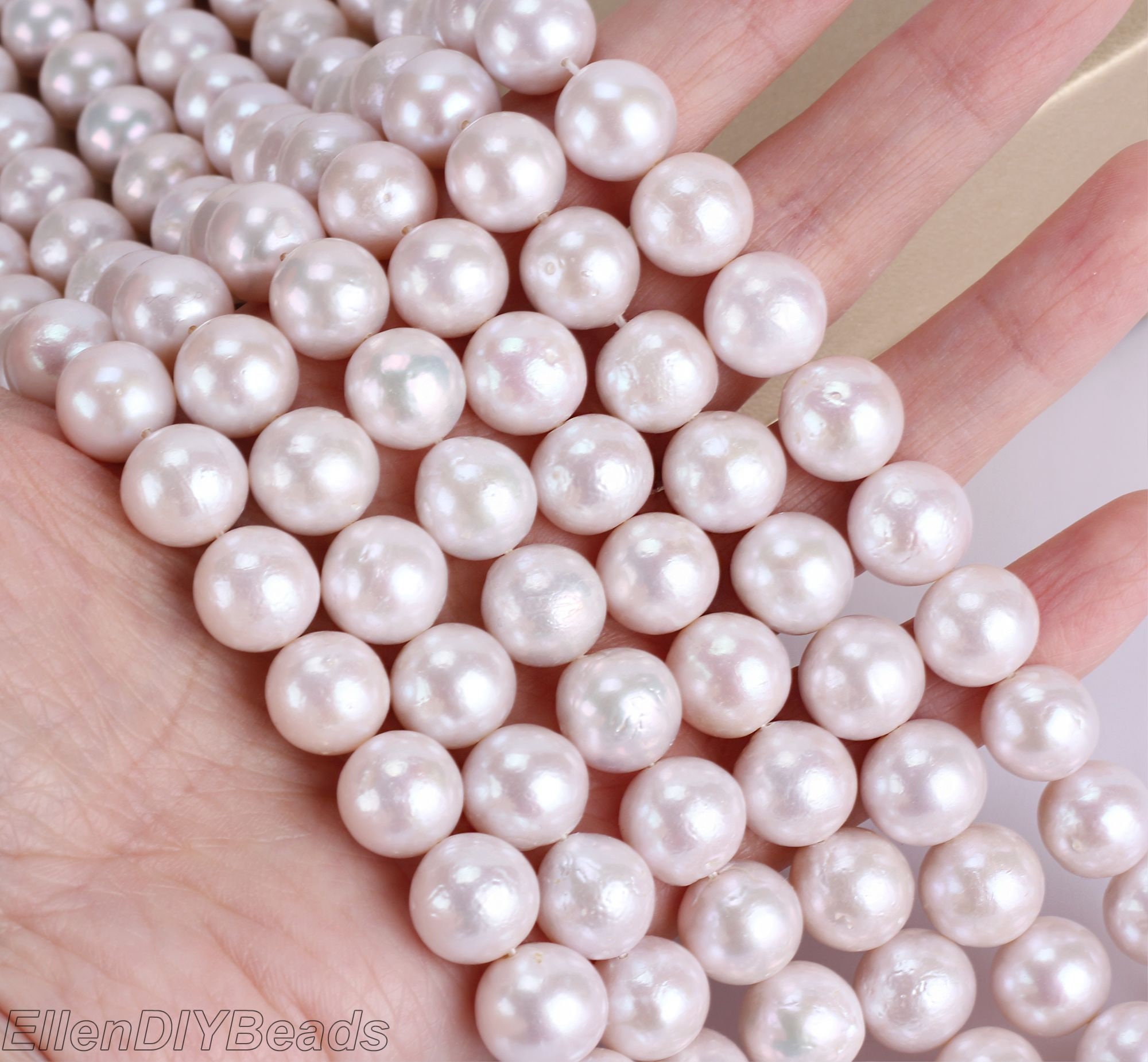 11-12mm Natural White Freshwater Pearl Beads, High Luster White Edison Pearl Beads, Wedding Pearl Jewelry, Pearl For Necklace Design-ads0020