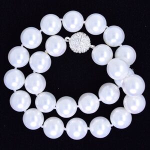 14mm rainbow white shell pearl round beads necklace 17" 35508