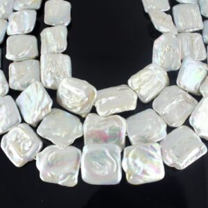 19-22mm Large White Square pearl, Flat Freshwater Pearl Beads,Real Natural White Pearls,Pearl For Jewelry Necklace,Wholesale Pearls