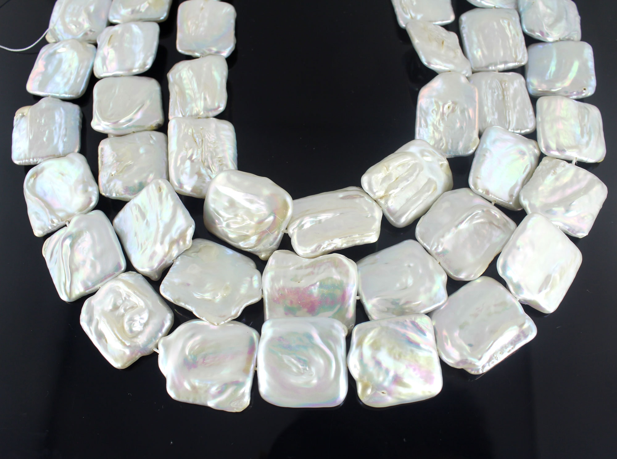 19-22mm Large White Square Pearl, Flat Freshwater Pearl Beads,real Natural White Pearls,pearl For Jewelry Necklace,wholesale Pearls