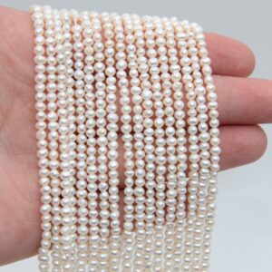 3~4mm Aa Round Potato Pearl Beads, pearl Strand Beads, freshwater Pearl Necklaces Beads, genuine White Pearl Beads, freshwater Pearl Wholesale.