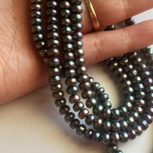 5.5mm Rainbow Peacock Blue Color Pearls, Natural Fresh Water Corn Pearls, Natural Pearls, 16 Inch Strand Pearl For Necklace - Pg090