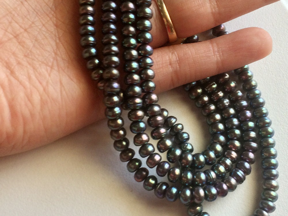 5.5mm Rainbow Peacock Blue Color Pearls, Natural Fresh Water Corn Pearls, Natural Pearls, 16 Inch Strand Pearl For Necklace - Pg090